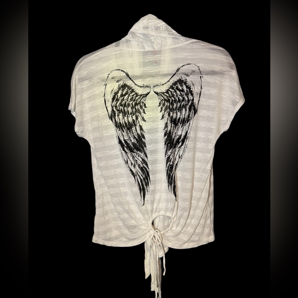 Michele Striped Knit Cardigan with embellished wing design in the back. NWOT
